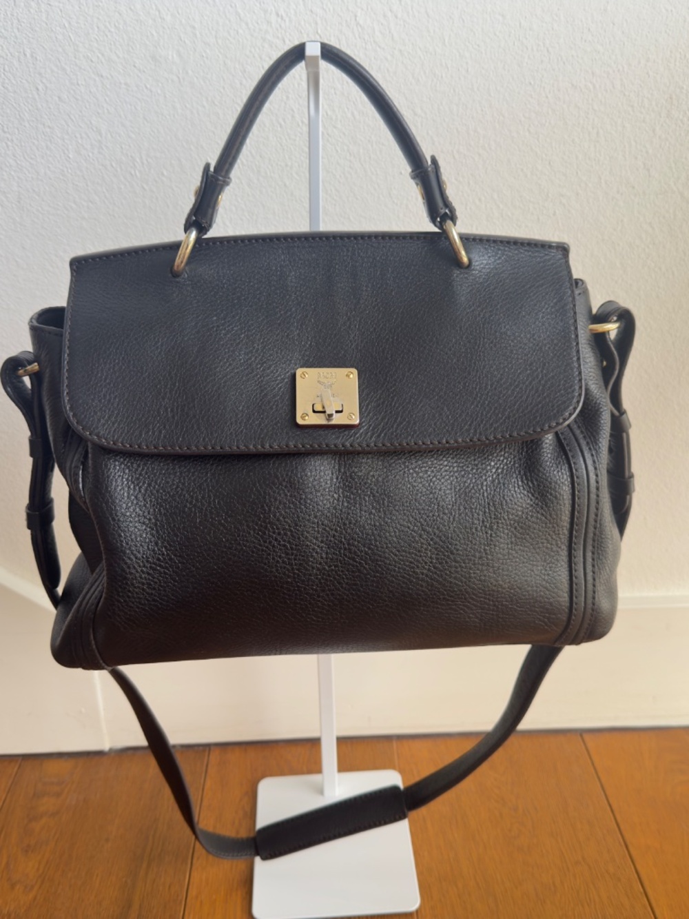 MCM Black Leather Bag Shoulder Crossbody Handbag